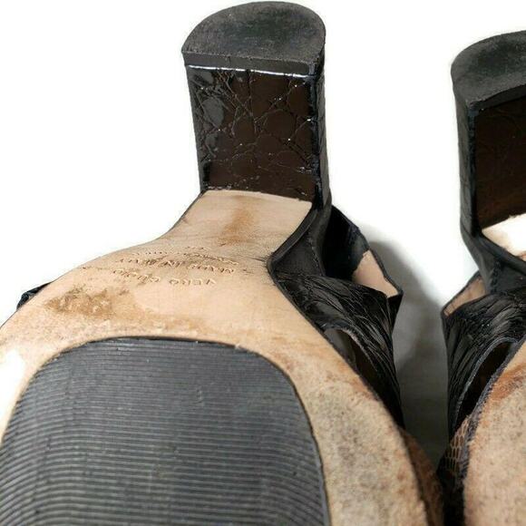 Anyi Lu‎ Sling Back Sandals 8 38 Womens Black Tan Leather Handmade Chunky Heel - Picture 9 of 11